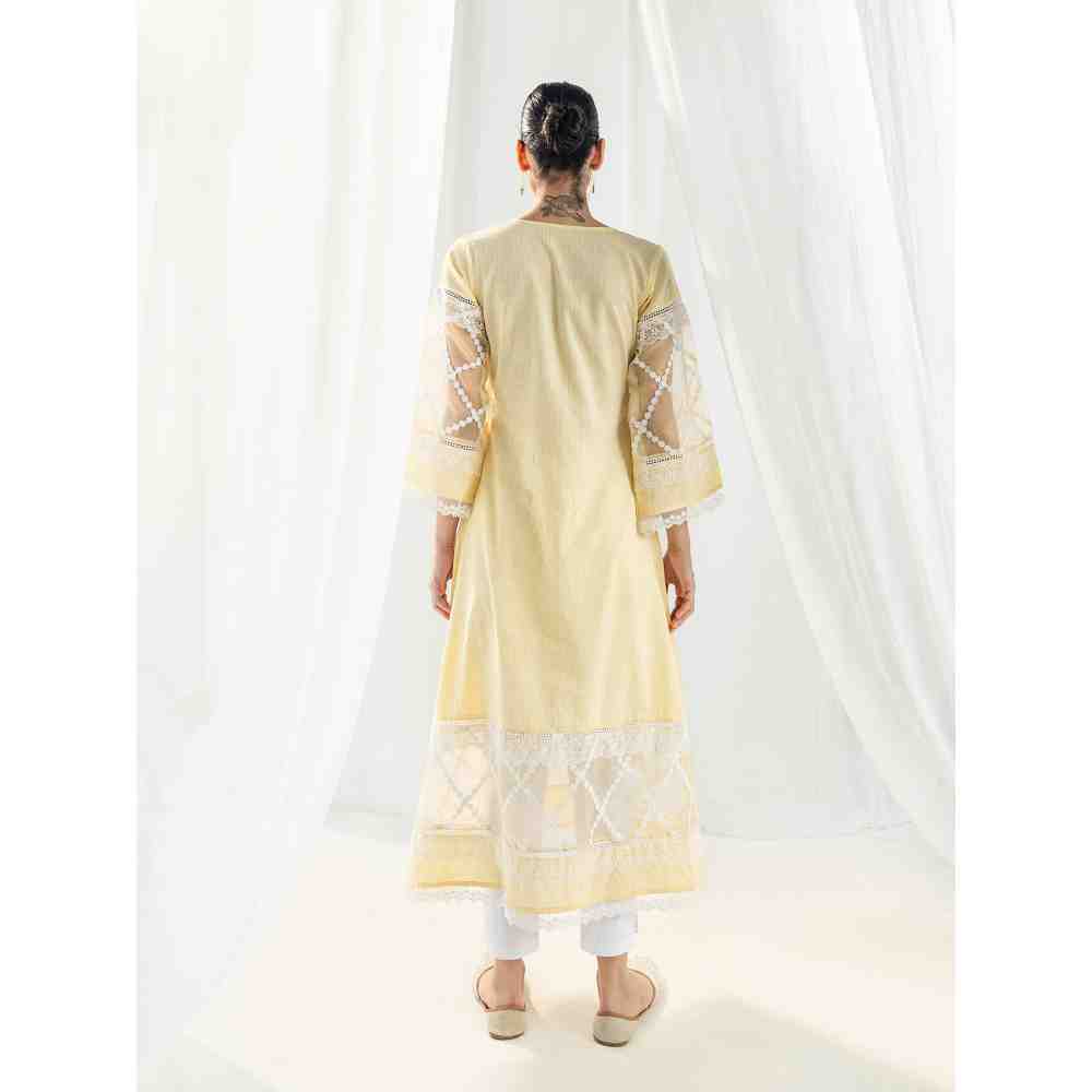 Roze Celeste Yellow Kurta and Pant with Dupatta (Set of 3) - Image 2