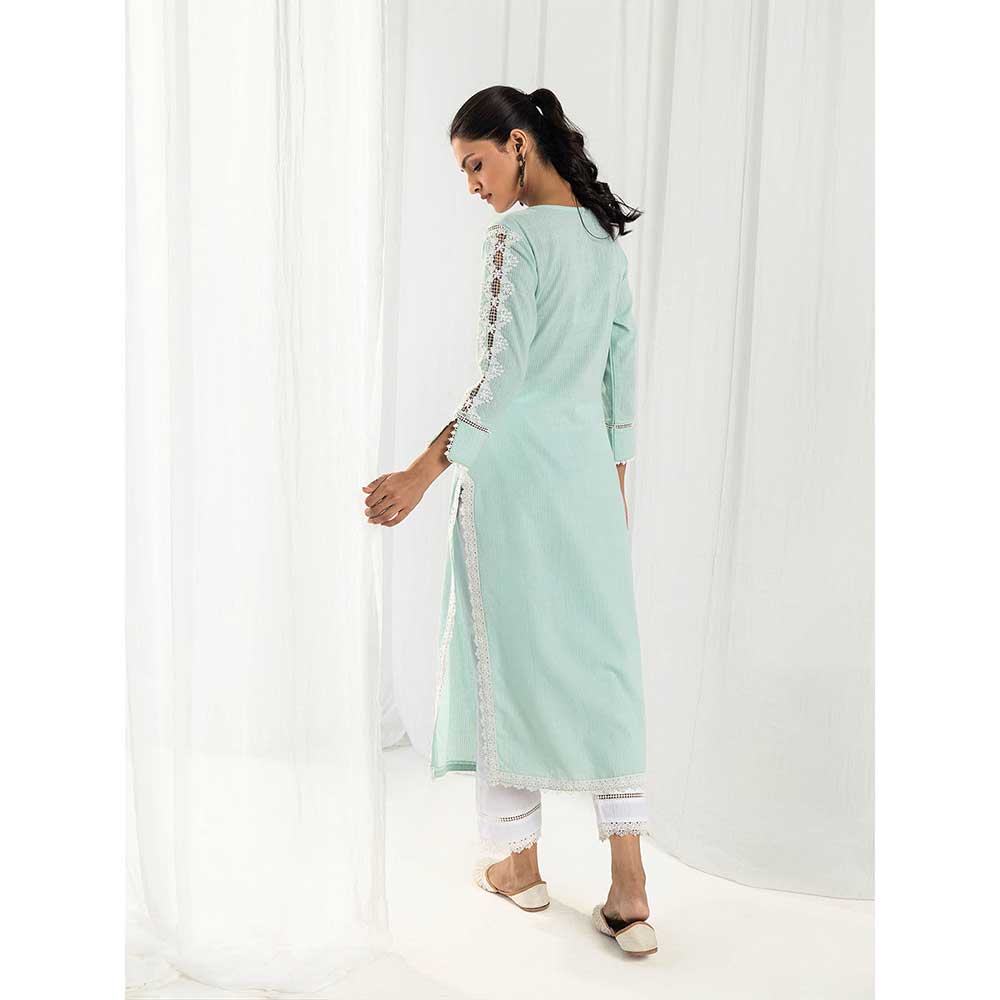Roze Eden Blue Kurta and Pant with Dupatta (Set of 3) - Image 2