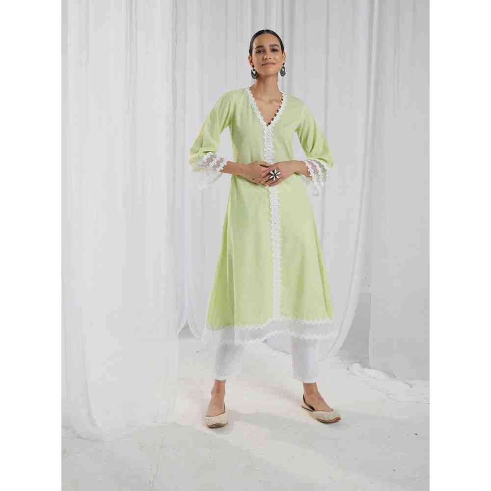 Roze Fiona Green Kurta and Pant with Dupatta (Set of 3) - Image 6