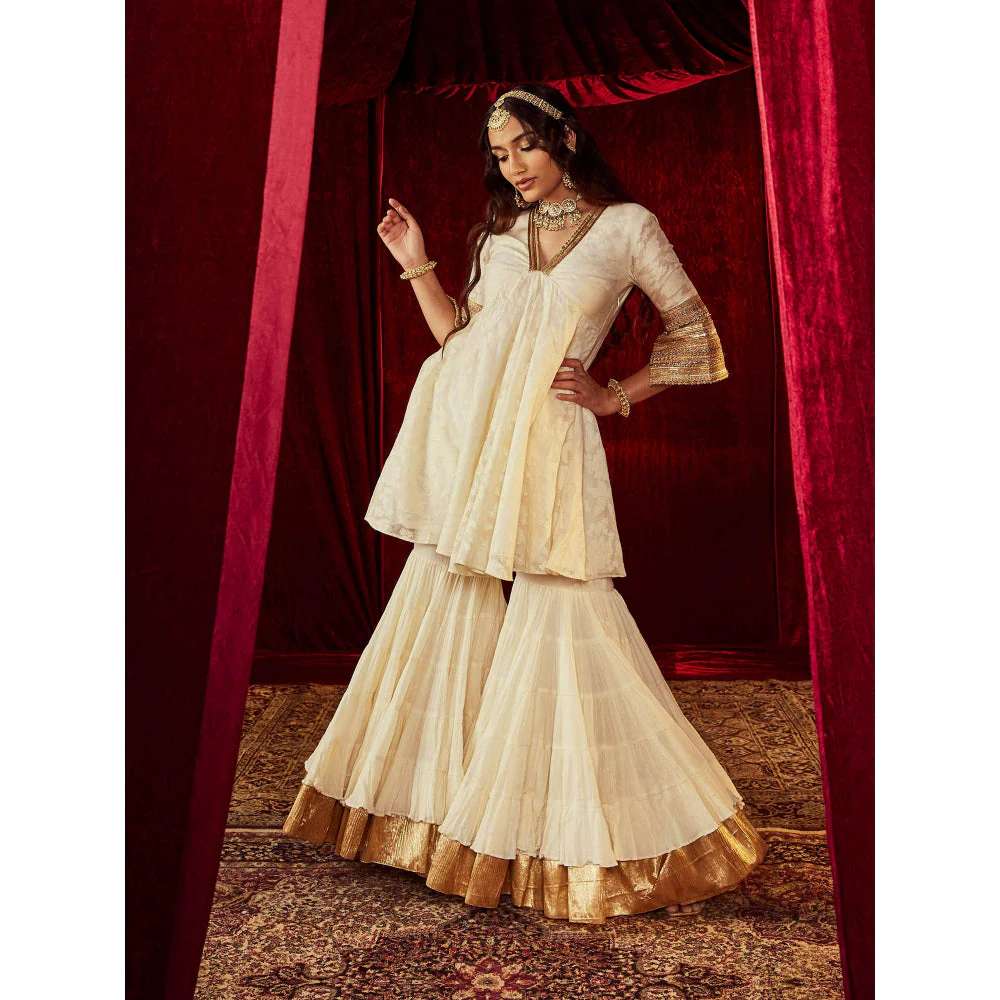 Roze Jodha Ivory Sharara (Set of 3) - Image 4