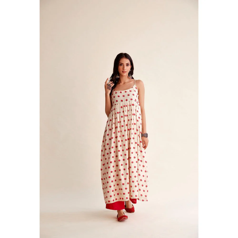 Roze Khushbu Chanderi Sleeveless Anarkali (Set of 3) - Image 7