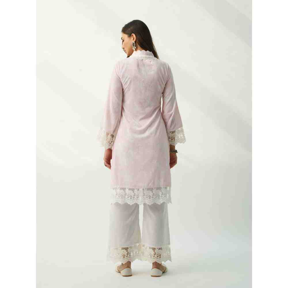 Roze Parsia Pink Velvet Kurta - Image 4