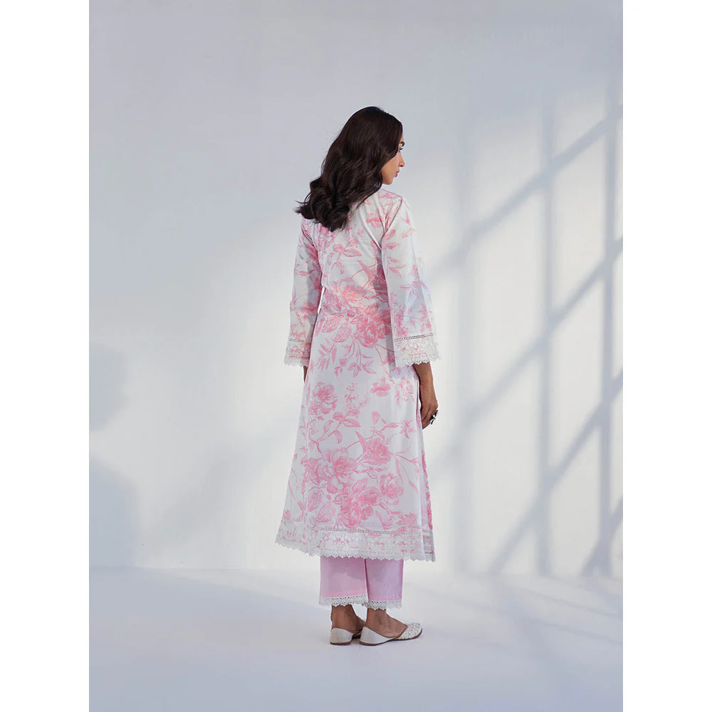 Roze Raya Pink Kurta with Pant & Dupatta (Set of 3) - Image 6
