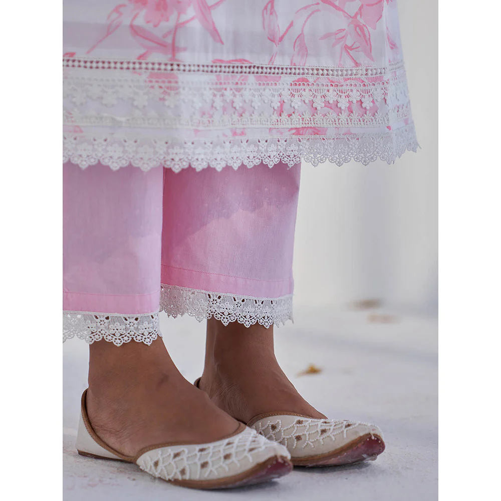 Roze Raya Pink Kurta with Pant & Dupatta (Set of 3) - Image 7