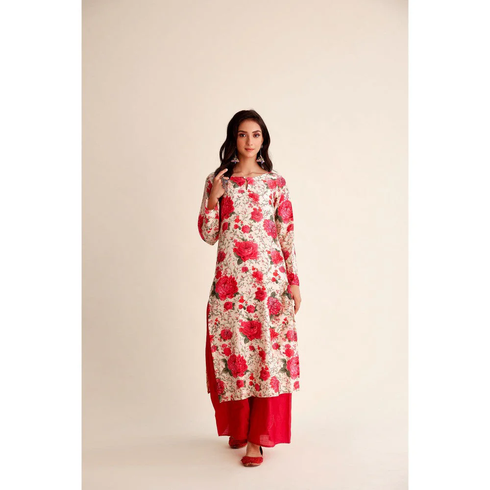 Roze Roshan Chanderi Kurta (Set of 3) - Image 4