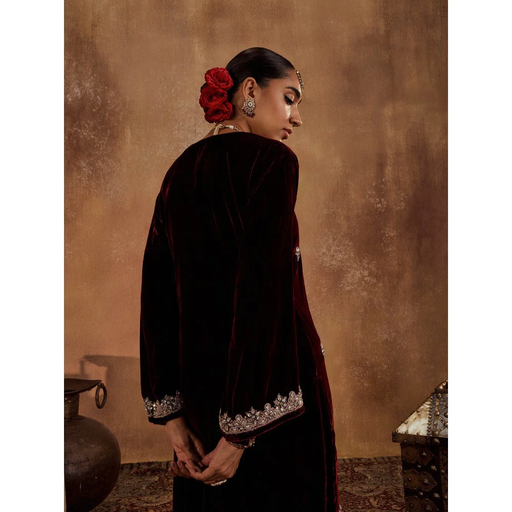 Roze Rubina Wine Kurta with Pant & Dupatta (Set of 3) - Image 4