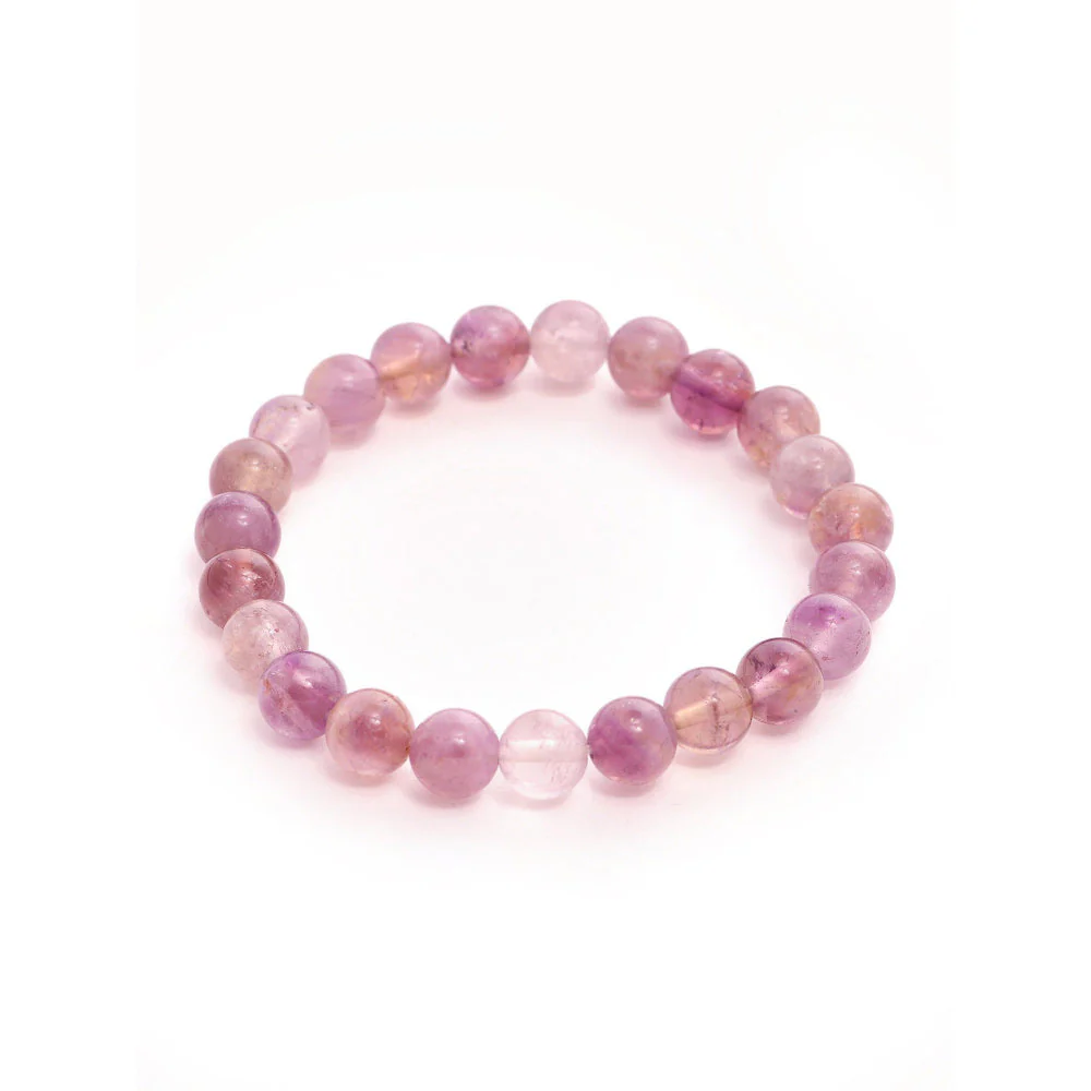 Ruby Raang Studio Amethyst Purple Round Crystal Beads Elastic Bracelet - Image 5