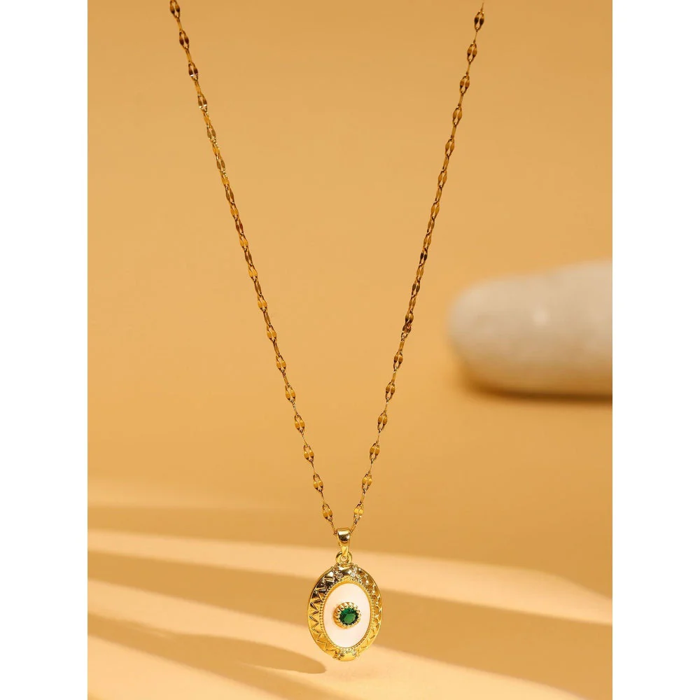 Ruby Raang Studio Antique Finish Crystal Necklace -Green