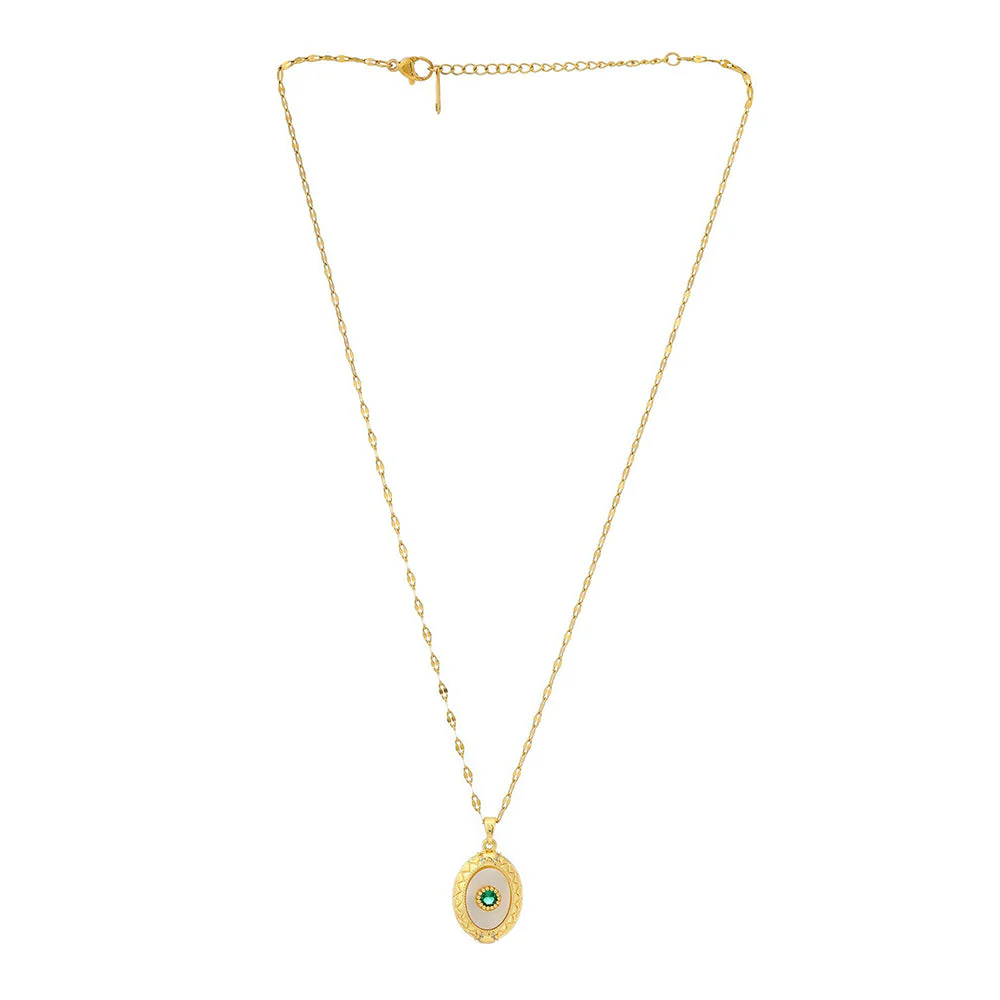 Ruby Raang Studio Antique Finish Crystal Necklace -Green - Image 2