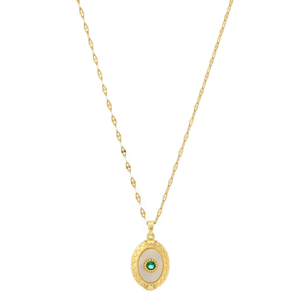 Ruby Raang Studio Antique Finish Crystal Necklace -Green - Image 4