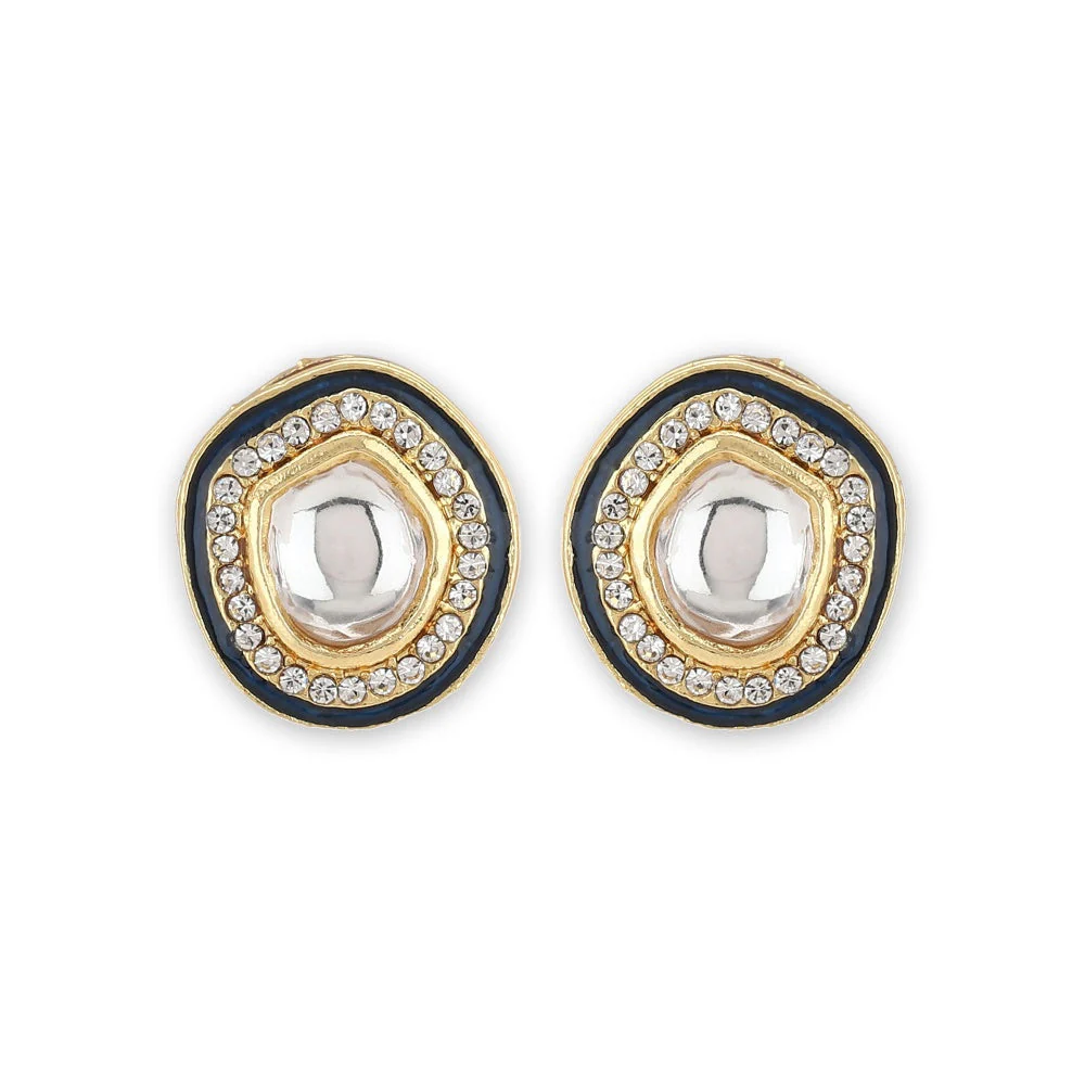 Ruby Raang Studio Blue Meenakari Kundan Studs - Image 2