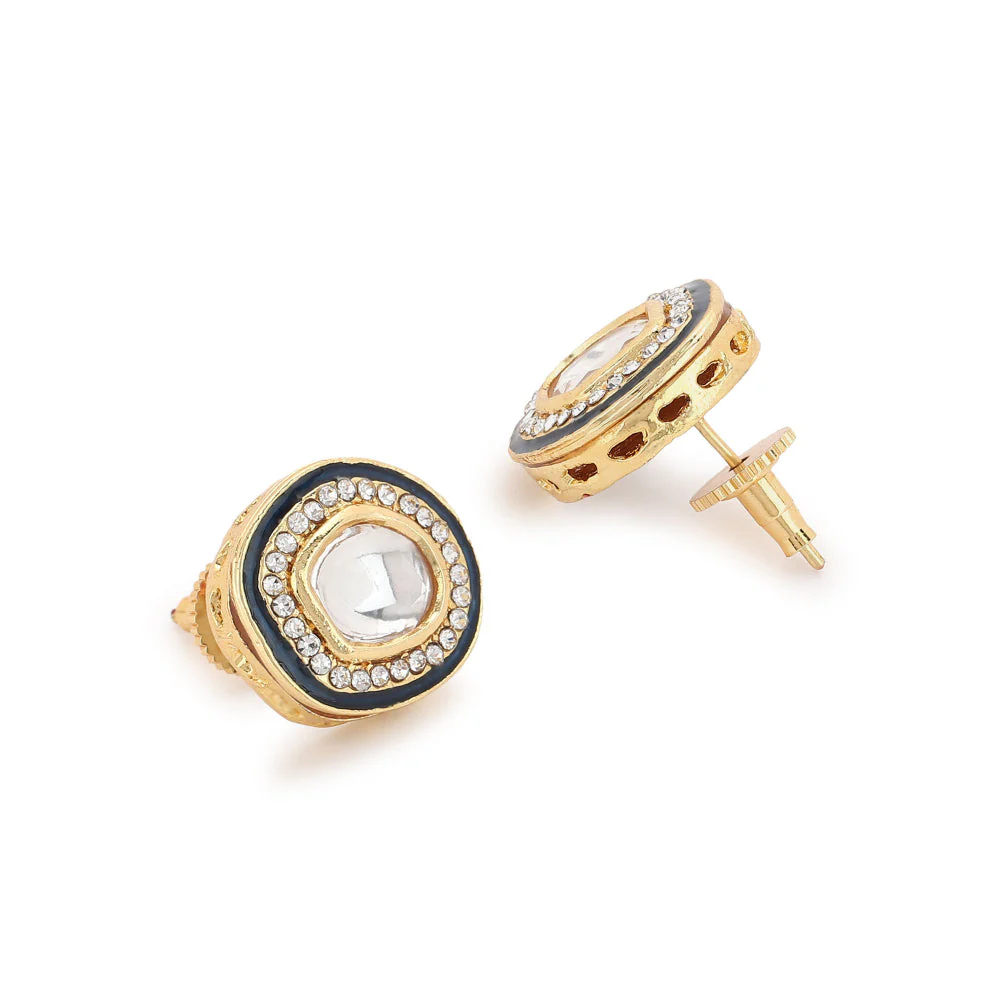 Ruby Raang Studio Blue Meenakari Kundan Studs - Image 3