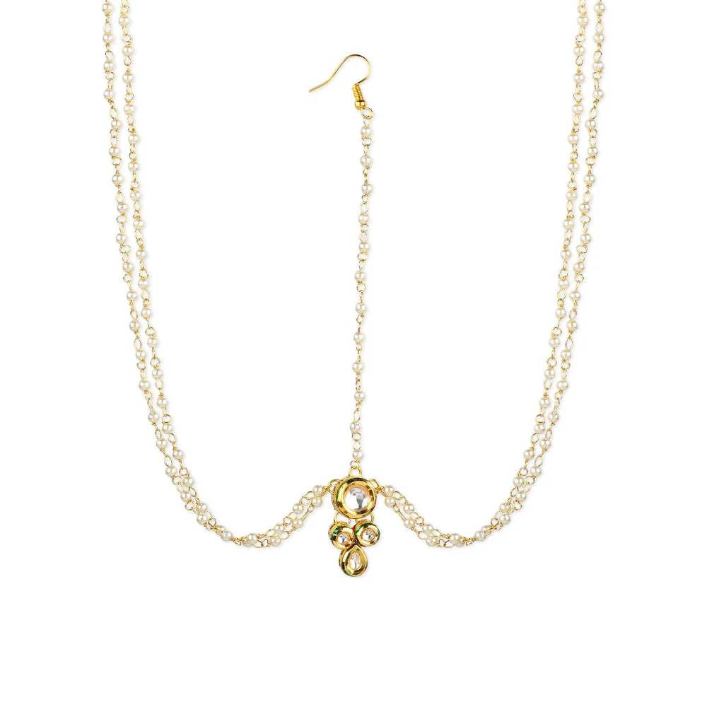 Ruby Raang Studio Gold Plated Kundan Mathapatti - Image 3
