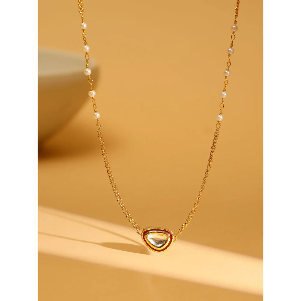 Ruby Raang Studio Gold Plated Kundan Necklace -Multi-Color