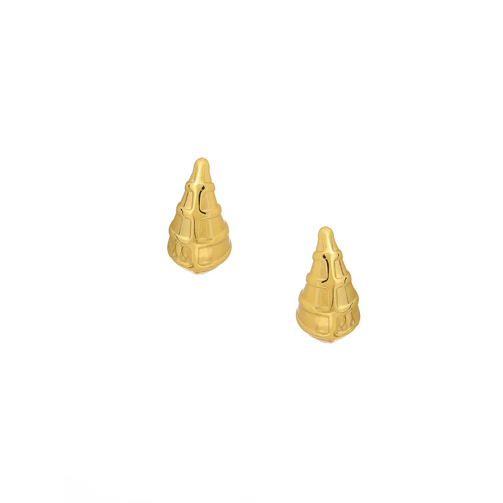 Ruby Raang Studio Golden Stud Earrings -Gold - Image 2