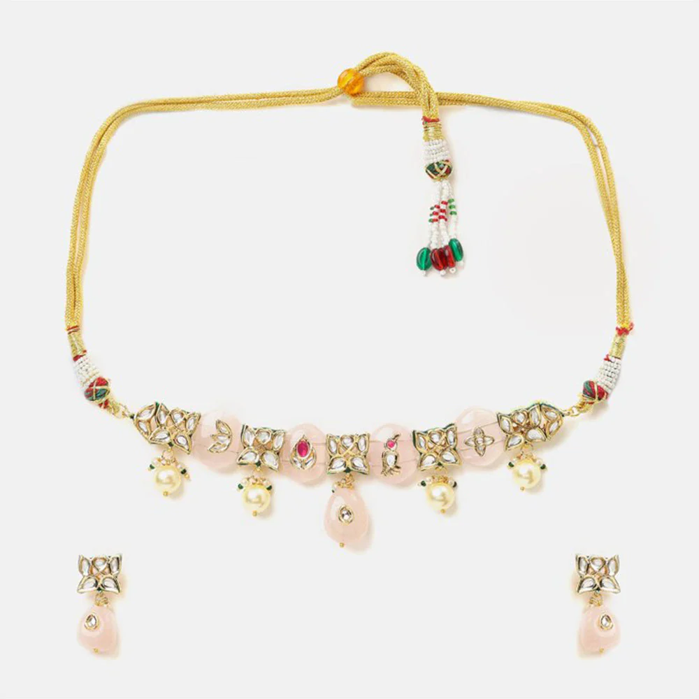 Ruby Raang Studio Gulnar Kundan Necklace with Earrings - Image 3