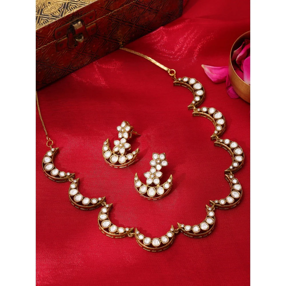 Ruby Raang Studio Half Moon Kundan Jewellery Set - Image 2