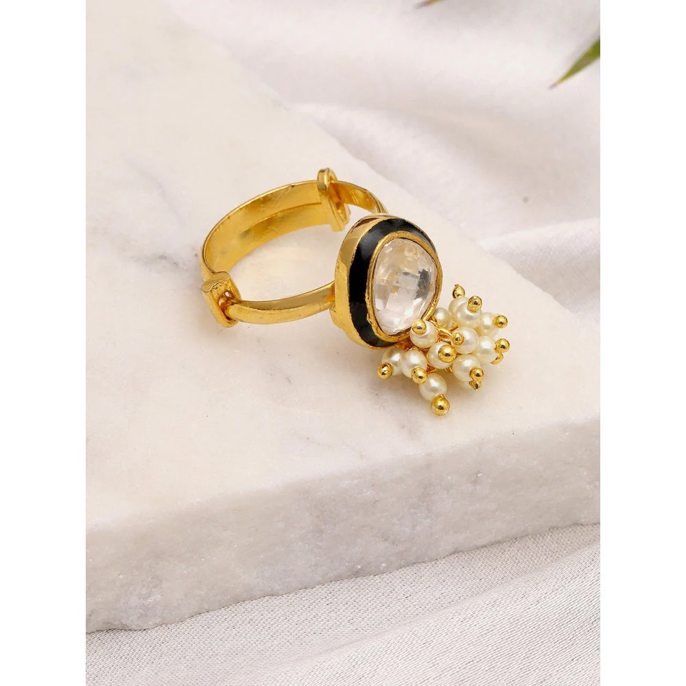 Ruby Raang Studio Kundan Ring With Pearls - Image 2