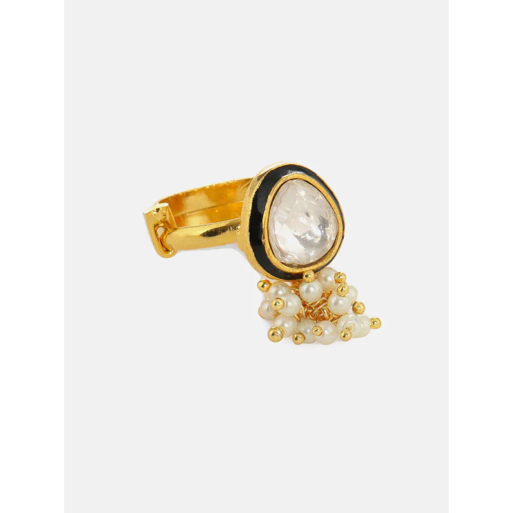 Ruby Raang Studio Kundan Ring With Pearls - Image 3