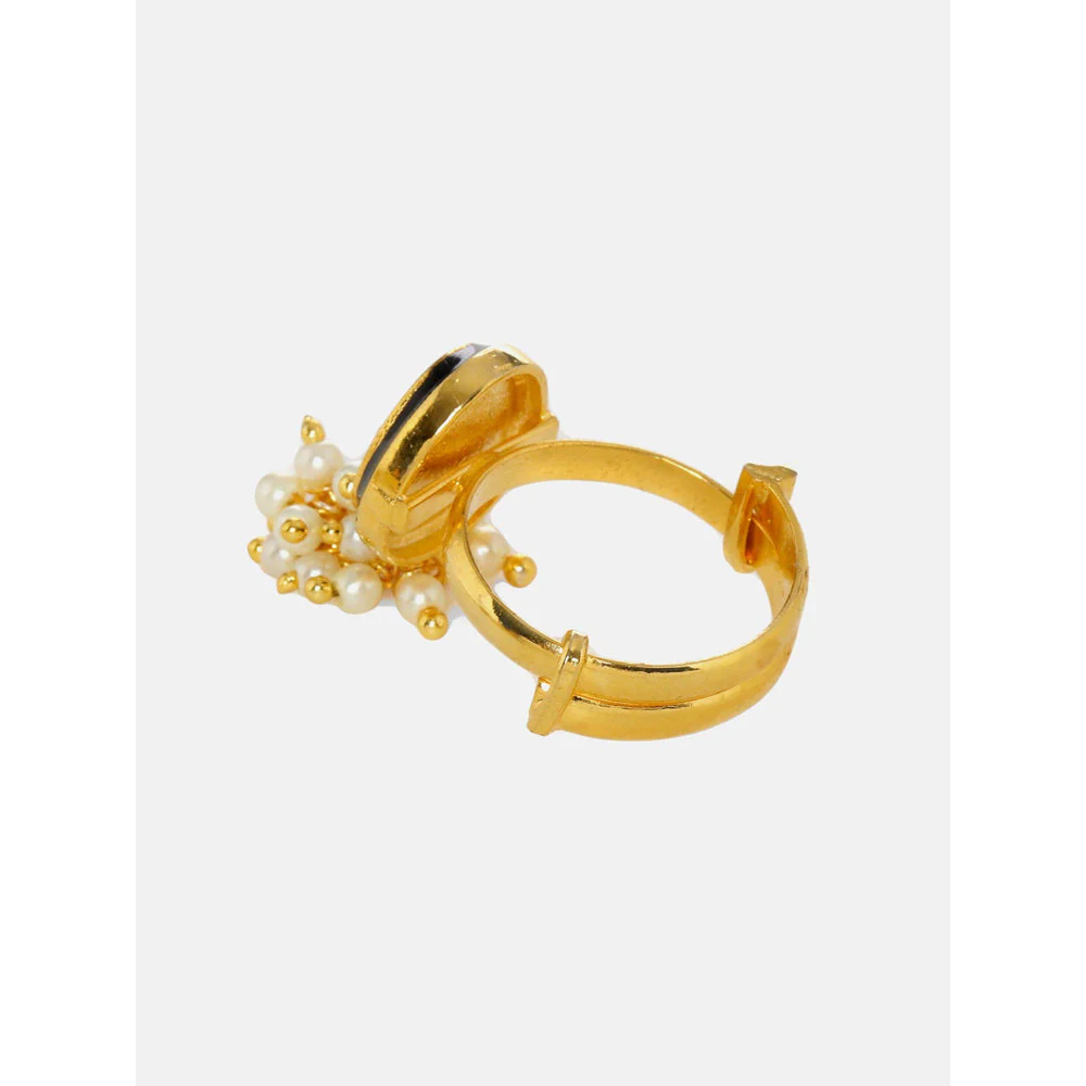 Ruby Raang Studio Kundan Ring With Pearls - Image 4