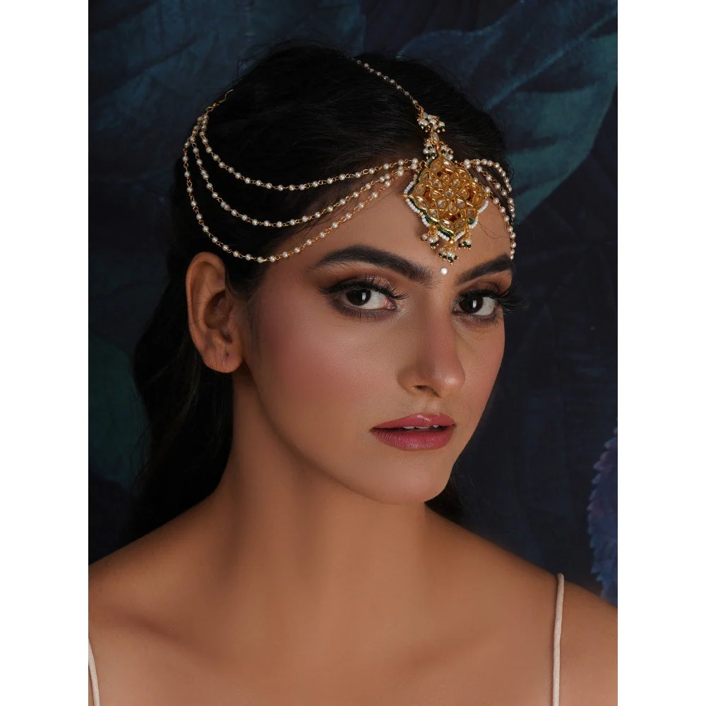 Ruby Raang Studio Layered Pearl Matha Patti - Image 4