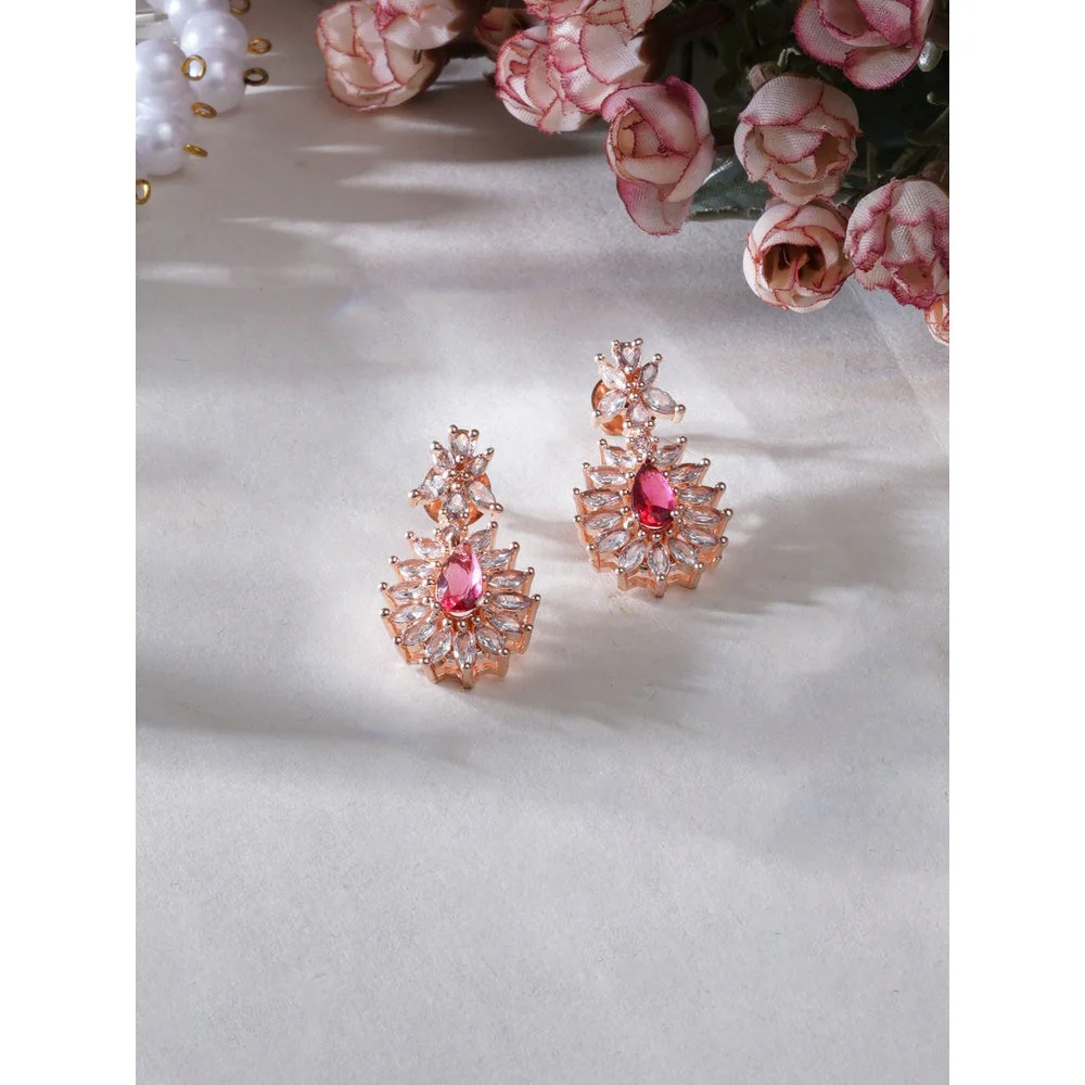 Ruby Raang Studio Maroon Stone & Diamond Earrings - Image 2