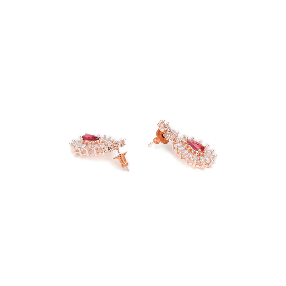 Ruby Raang Studio Maroon Stone & Diamond Earrings - Image 3