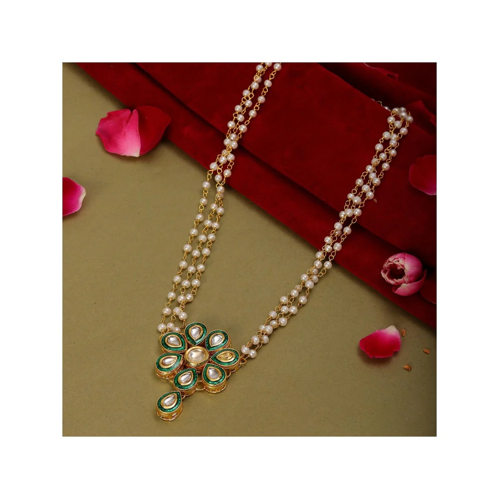 Ruby Raang Studio Meenakari Kundan Choker Necklace In Pearl Strings - Image 2