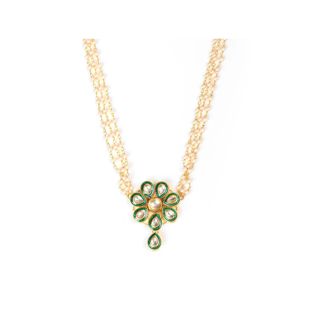 Ruby Raang Studio Meenakari Kundan Choker Necklace In Pearl Strings - Image 4