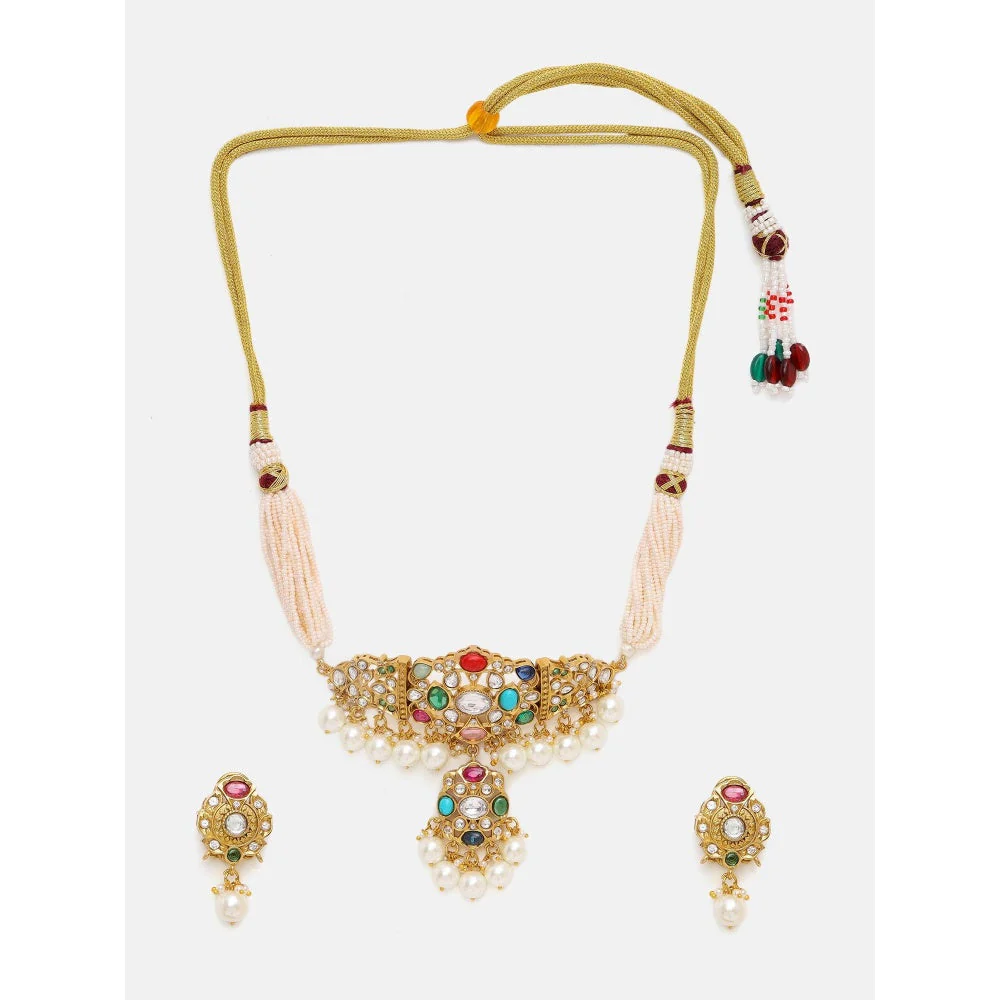 Ruby Raang Studio Navratan Kundan Jewellery Set - Image 3