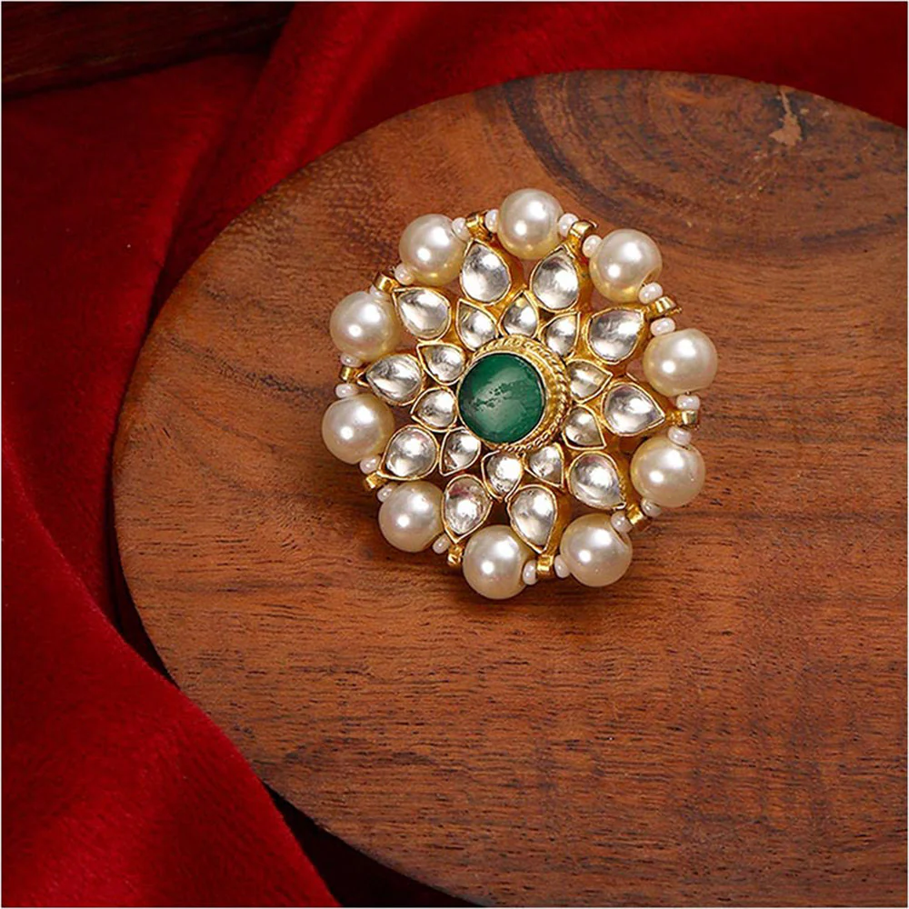 Ruby Raang Studio Oversized Round Cocktail Kundan Ring - Image 2