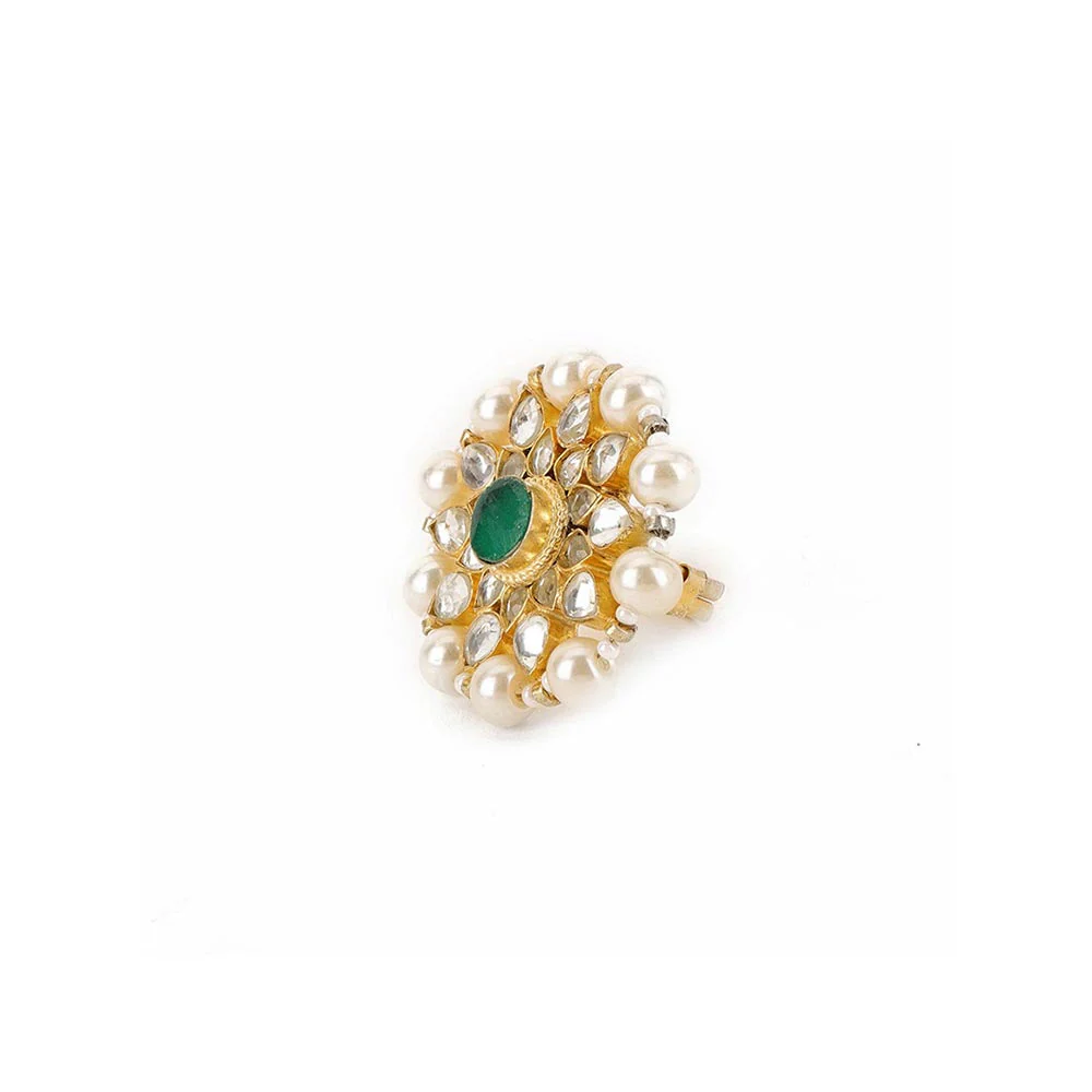 Ruby Raang Studio Oversized Round Cocktail Kundan Ring - Image 4