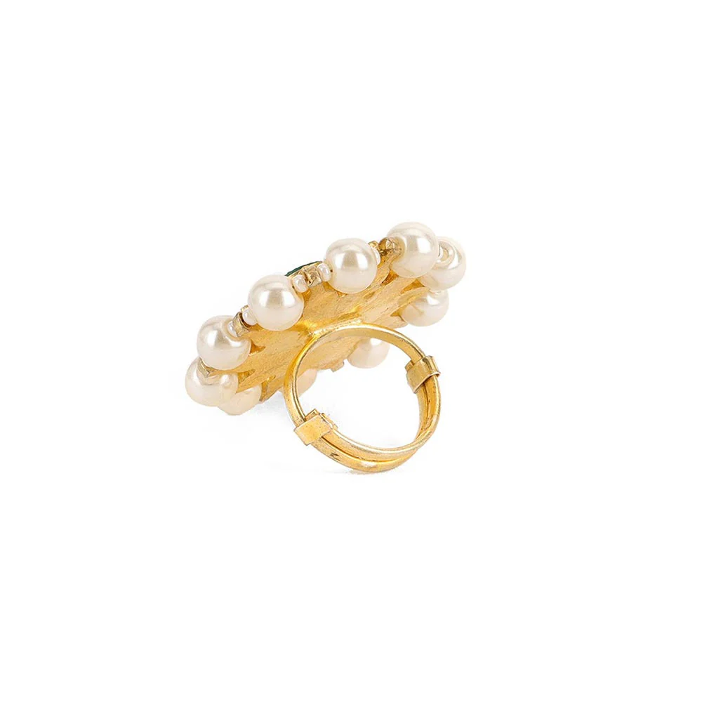 Ruby Raang Studio Oversized Round Cocktail Kundan Ring - Image 5