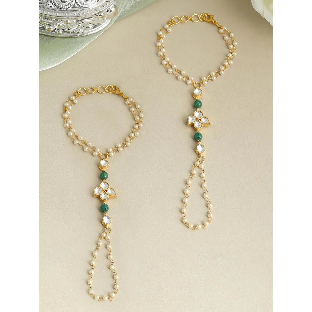 Ruby Raang Studio Pearl Kundan Hand Harness - Image 2