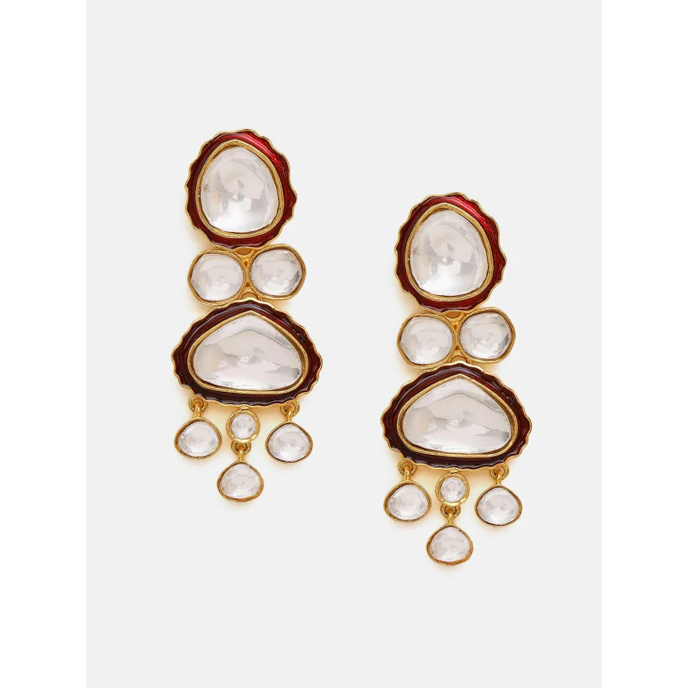 Ruby Raang Studio Red Meenakari Kundan Layered Jewellery Set - Image 5