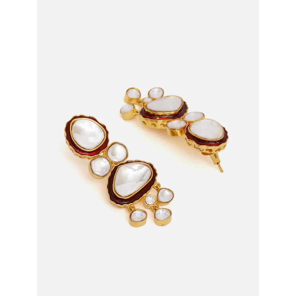 Ruby Raang Studio Red Meenakari Kundan Layered Jewellery Set - Image 6