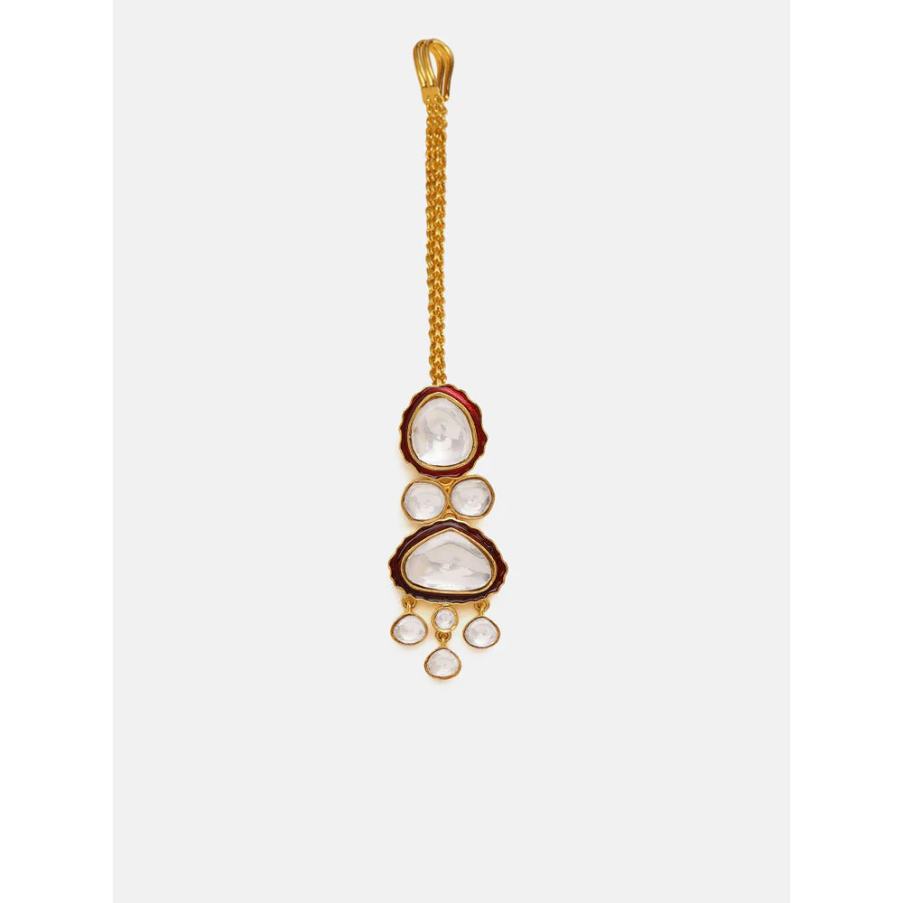 Ruby Raang Studio Red Meenakari Kundan Layered Jewellery Set - Image 7
