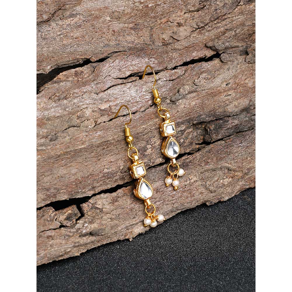 RUBY RAANG STUDIO Ruby Raang Gold Tone Jhallar Kundan Earrings - Image 4