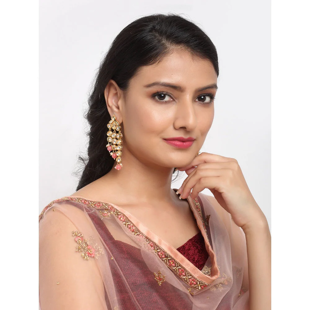 RUBY RAANG STUDIO Ruby Raang Pink Stone Kundan Earrings