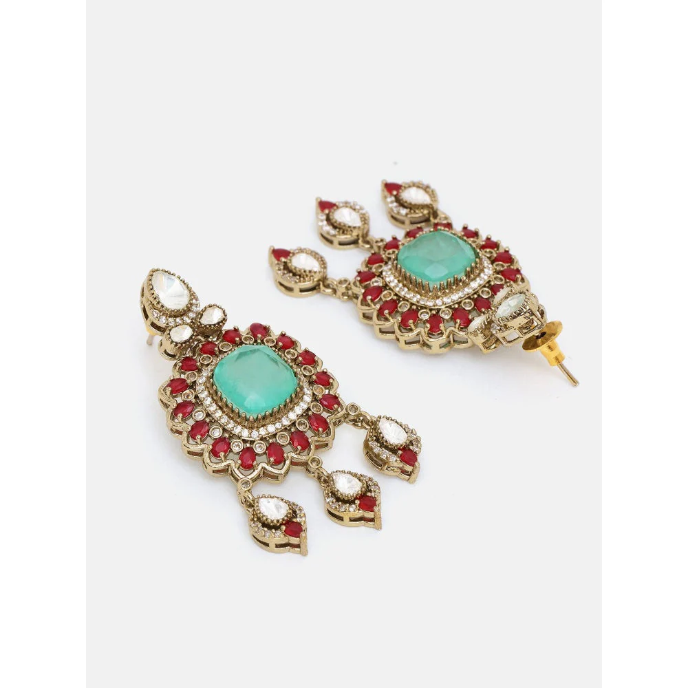 Ruby Raang Studio Traditional Multi-Color Stone Moissanite Jewellery Set - Image 6