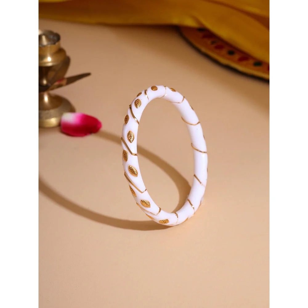 Ruby Raang Studio White Brass Gold Plated Fusion Bangle - Image 2