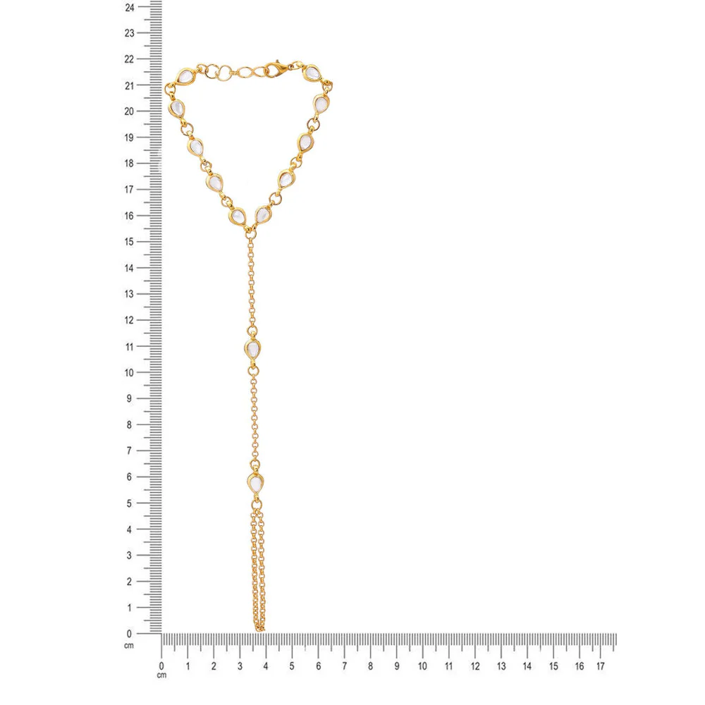 Ruby Raang Studio White Brass Gold Plated Kundan Hathphool - Image 6