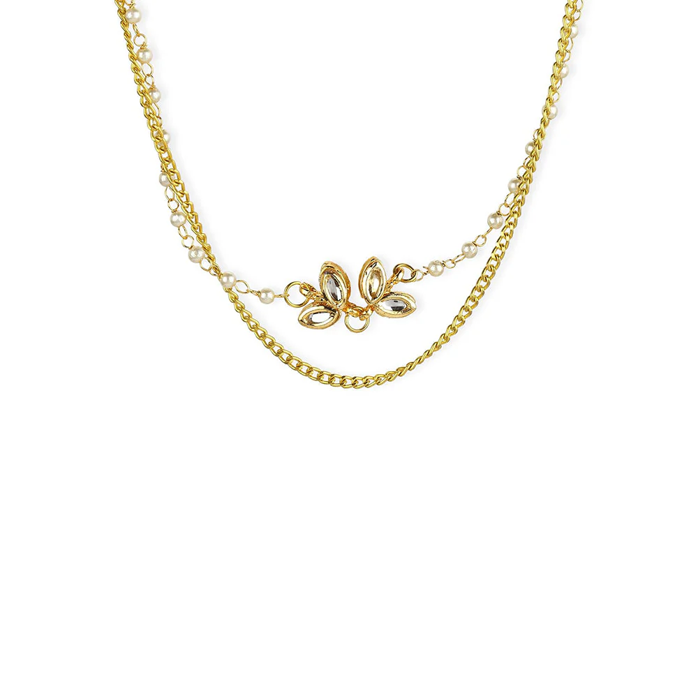 Ruby Raang Studio White Gold Plated Kundan Necklace - Image 3