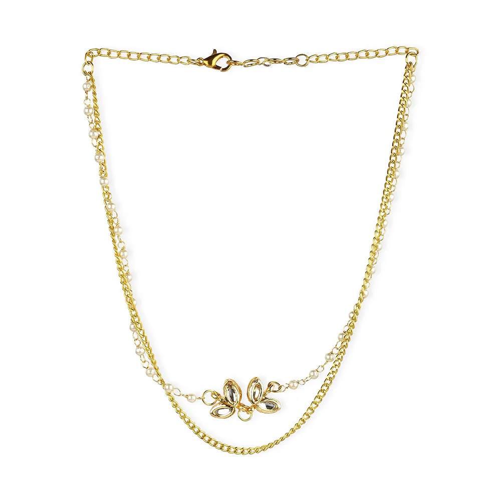 Ruby Raang Studio White Gold Plated Kundan Necklace - Image 4