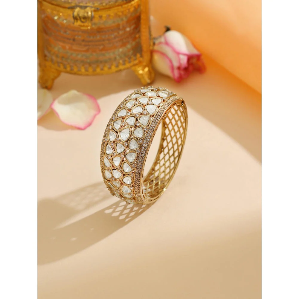 Ruby Raang Studio White Kundan and Stone Studded Kada - Image 2