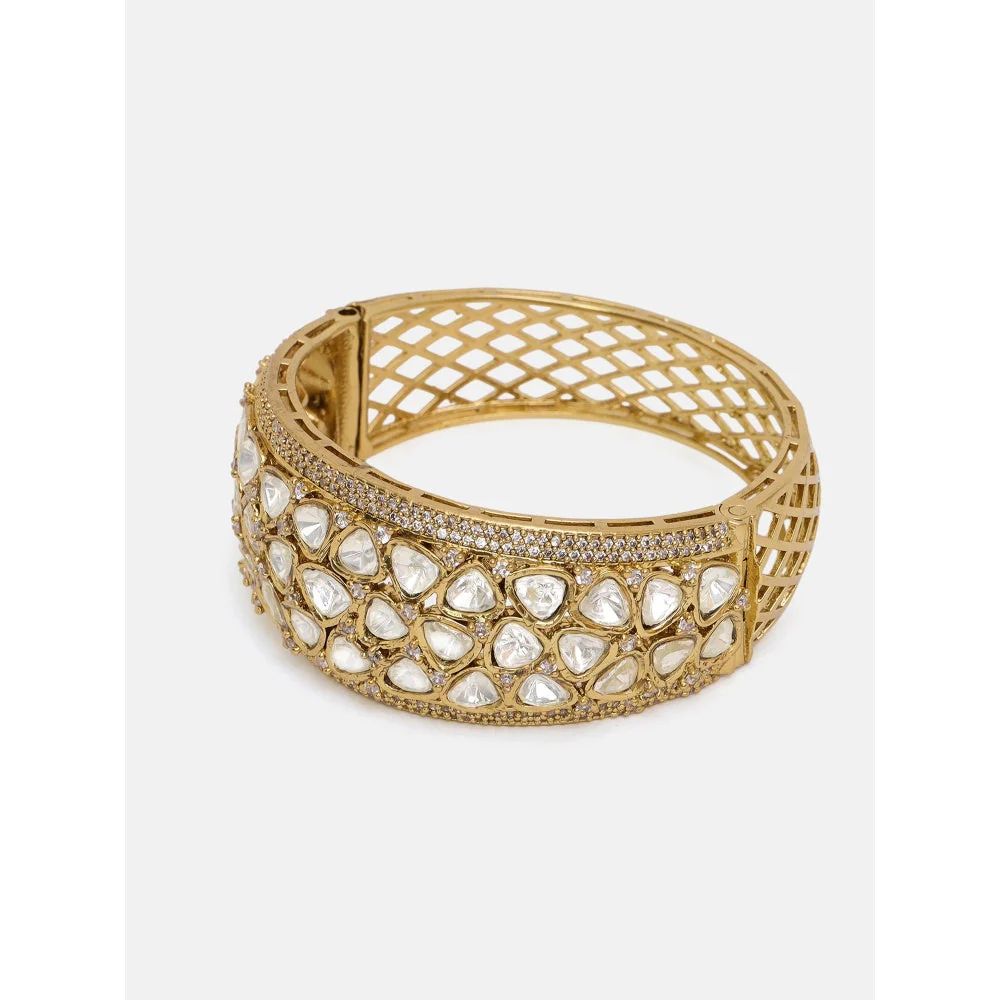 Ruby Raang Studio White Kundan and Stone Studded Kada - Image 5