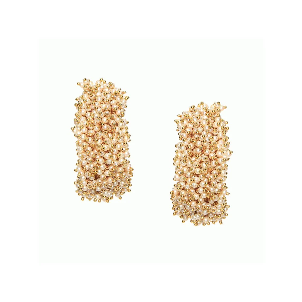 Ruby Raang Studio White Pearl Hoops Earrings - Image 3