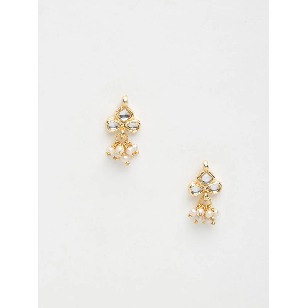 RUBY RAANG STUDIO Women Gold-Toned Kundan Studded Classic Studs Earrings - Image 3