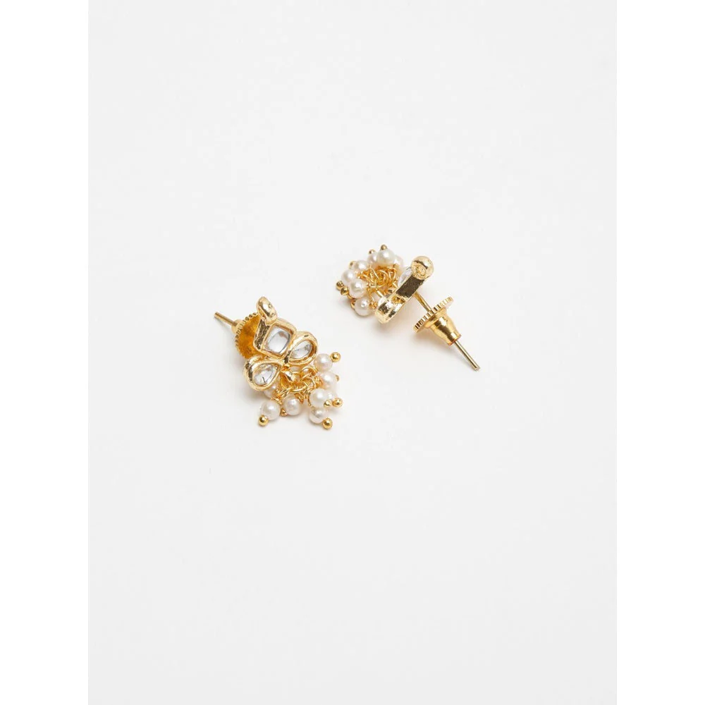 RUBY RAANG STUDIO Women Gold-Toned Kundan Studded Classic Studs Earrings - Image 4
