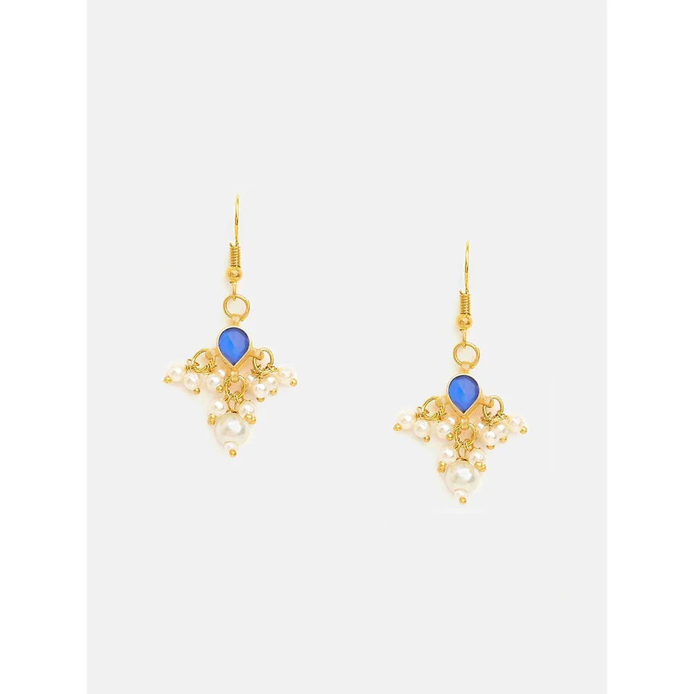 Ruby Raang Studio Womens Blue Kundan Maan Tikka with Earrings - Image 6